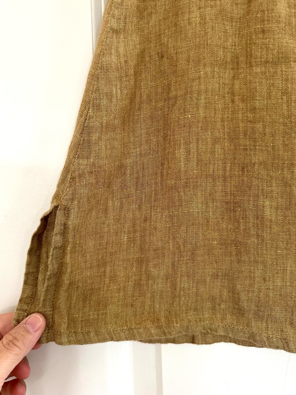 FLAX 100% Linen Sleeveless Tank Top Small Blouse Yellow Gold Bronze Minimalist - Picture 5 of 7